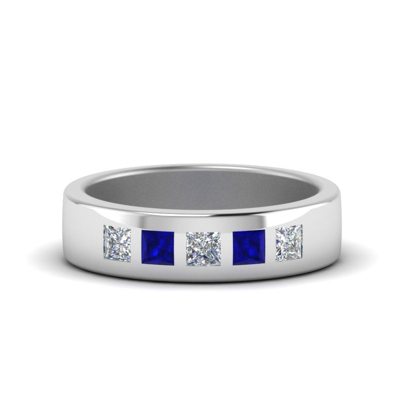 Men’s Flat Flush-Set Diamond Wedding Band