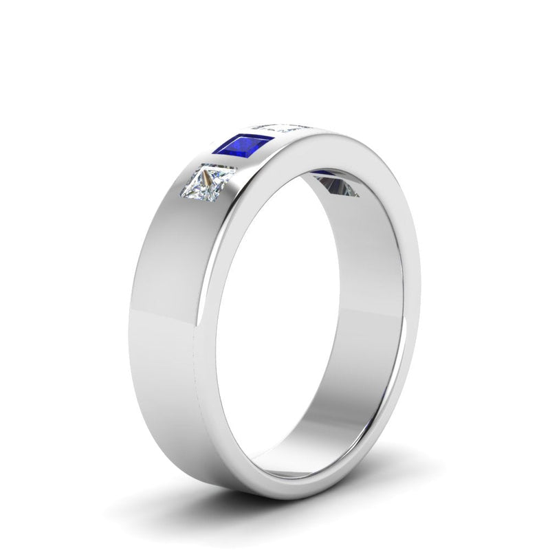 Men’s Flat Flush-Set Diamond Wedding Band