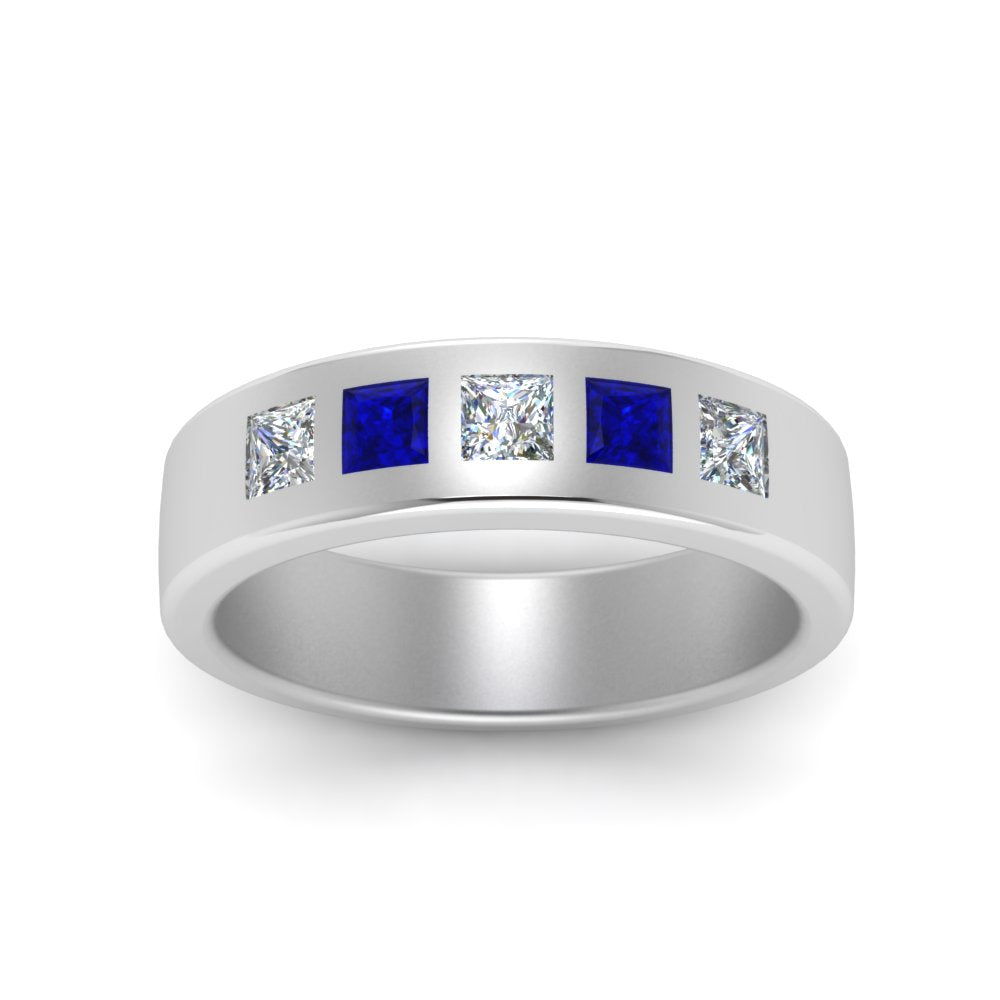 Men’s Flat Flush-Set Diamond Wedding Band