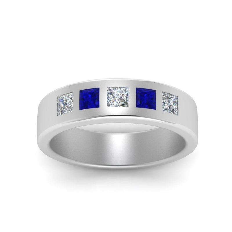 Men’s Flat Flush-Set Diamond Wedding Band