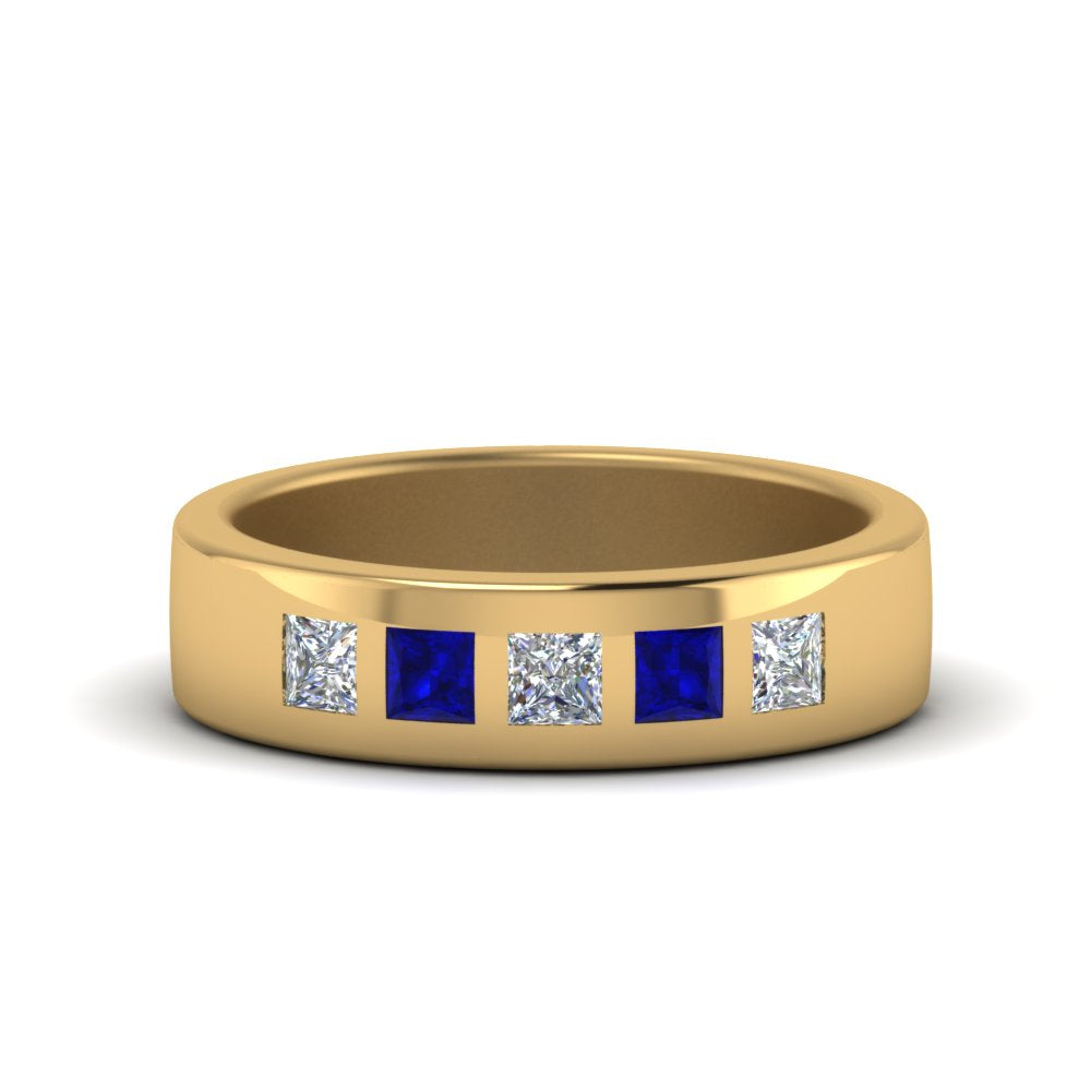 Men’s Flat Flush-Set Diamond Wedding Band