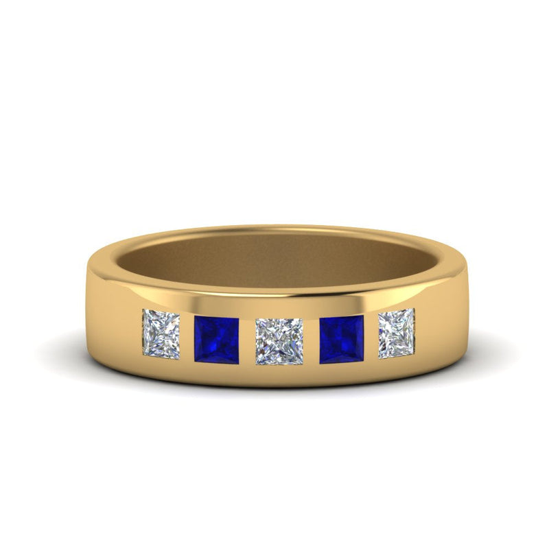 Men’s Flat Flush-Set Diamond Wedding Band