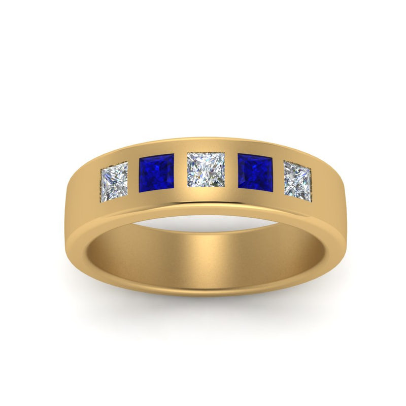 Men’s Flat Flush-Set Diamond Wedding Band