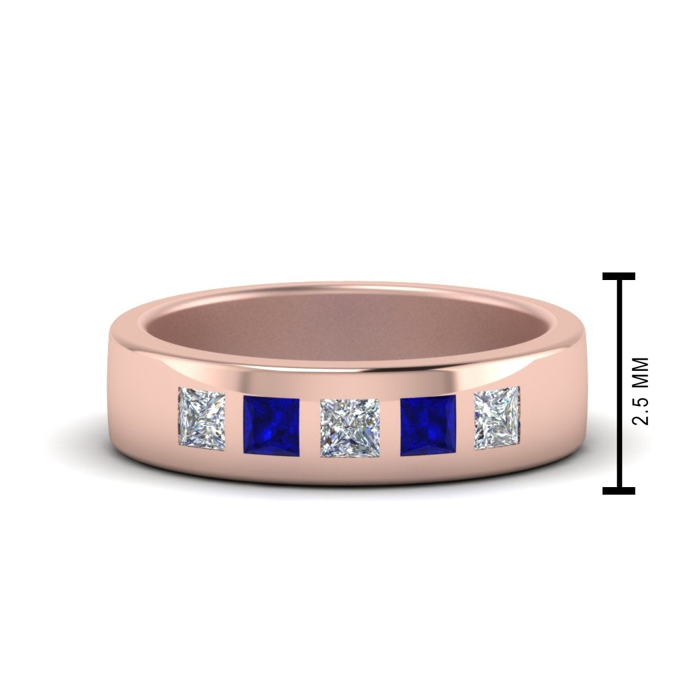 Men’s Flat Flush-Set Diamond Wedding Band