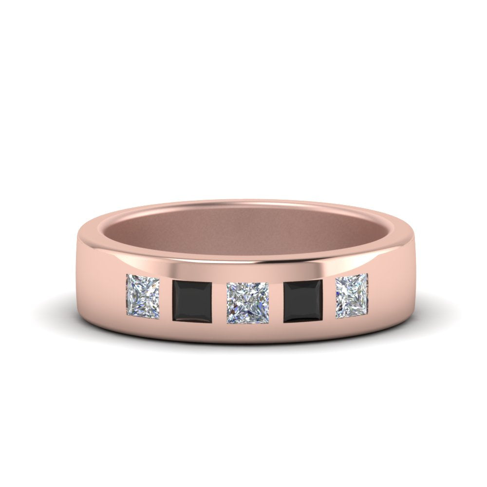 Men’s Flat Flush-Set Diamond Wedding Band