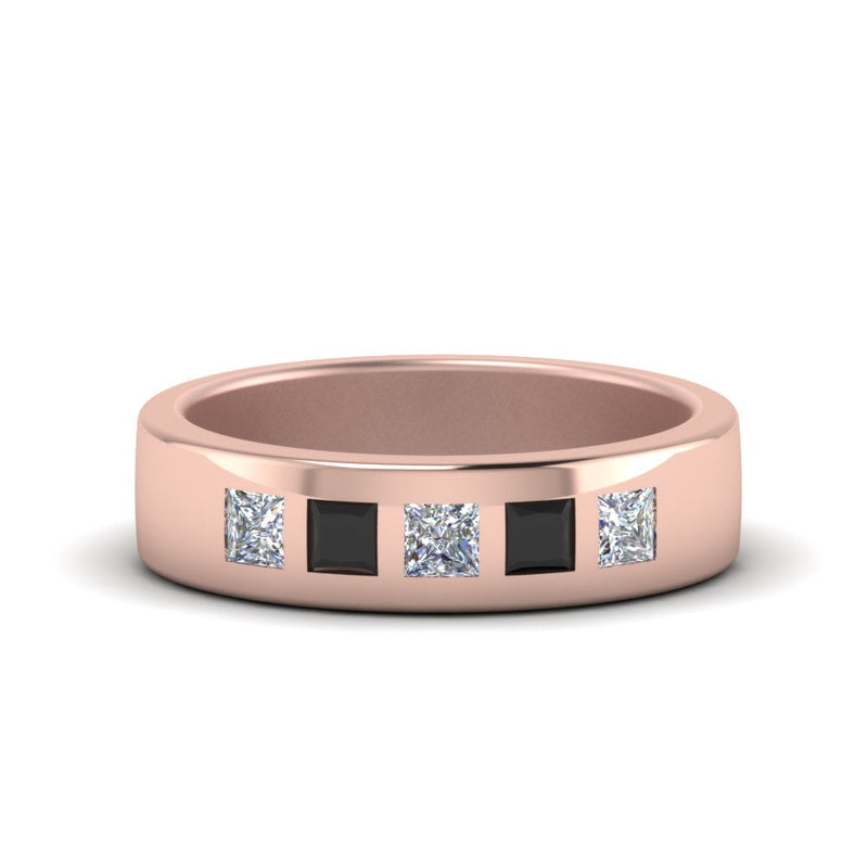 Men’s Flat Flush-Set Diamond Wedding Band