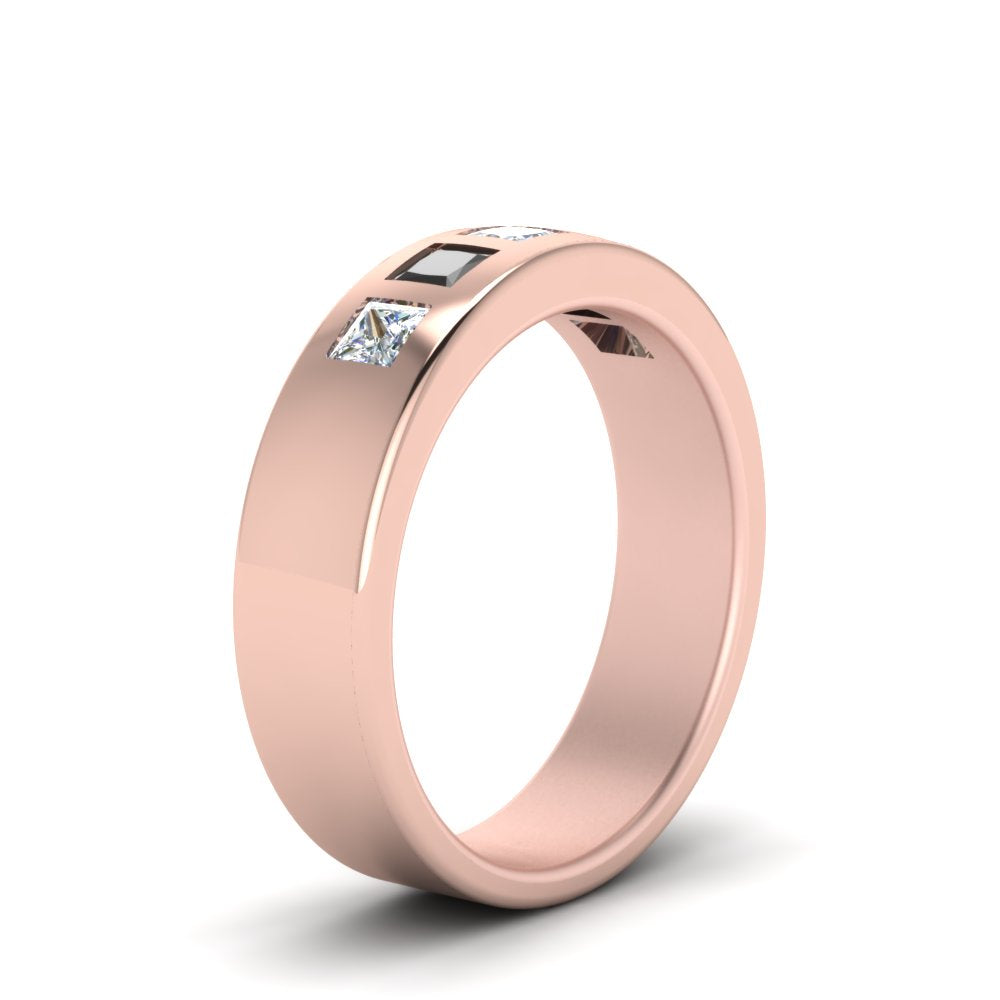 Men’s Flat Flush-Set Diamond Wedding Band