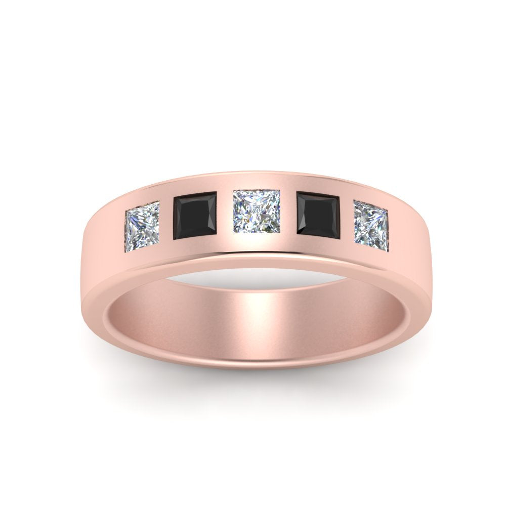 Men’s Flat Flush-Set Diamond Wedding Band