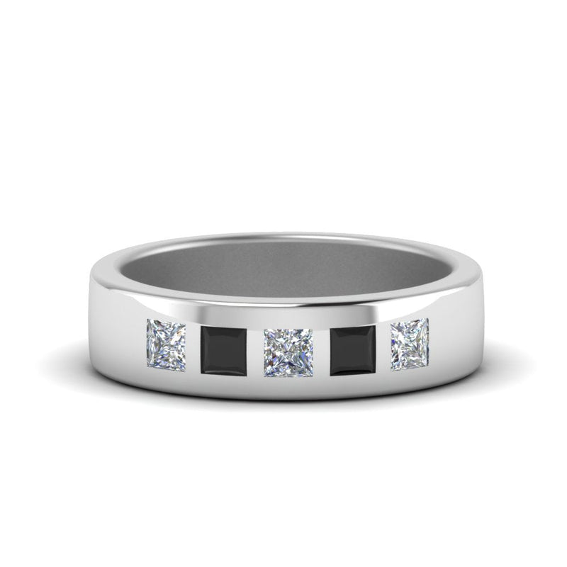 Men’s Flat Flush-Set Diamond Wedding Band