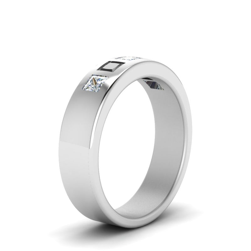 Men’s Flat Flush-Set Diamond Wedding Band