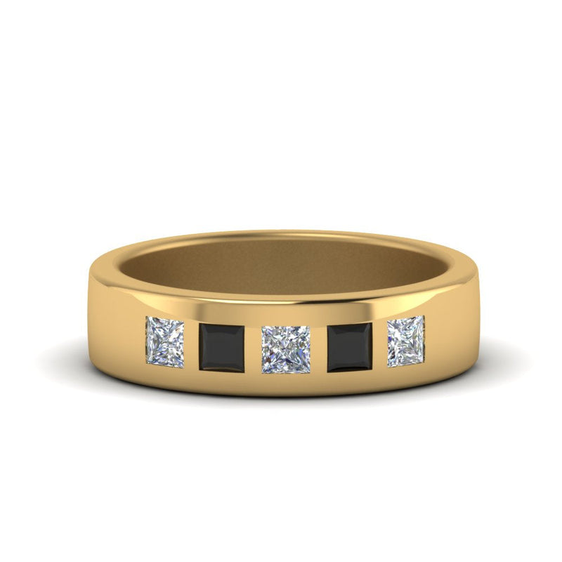 Men’s Flat Flush-Set Diamond Wedding Band