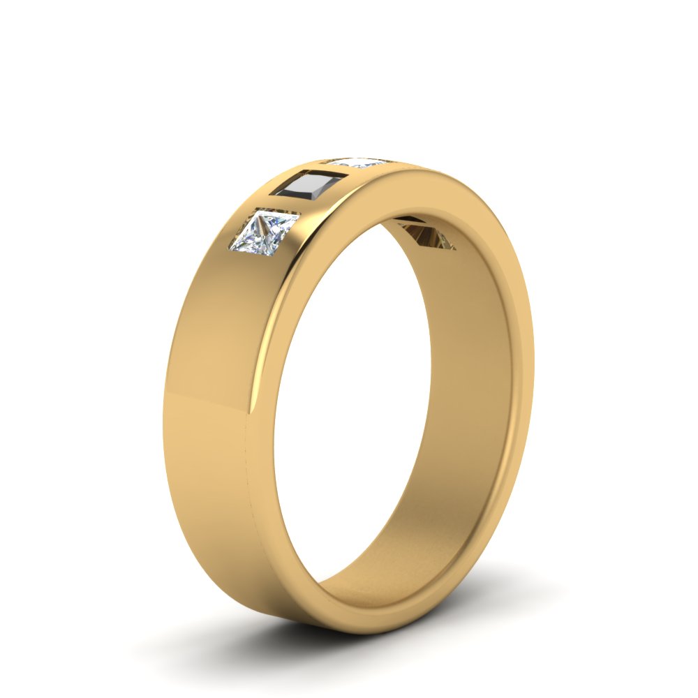 Men’s Flat Flush-Set Diamond Wedding Band