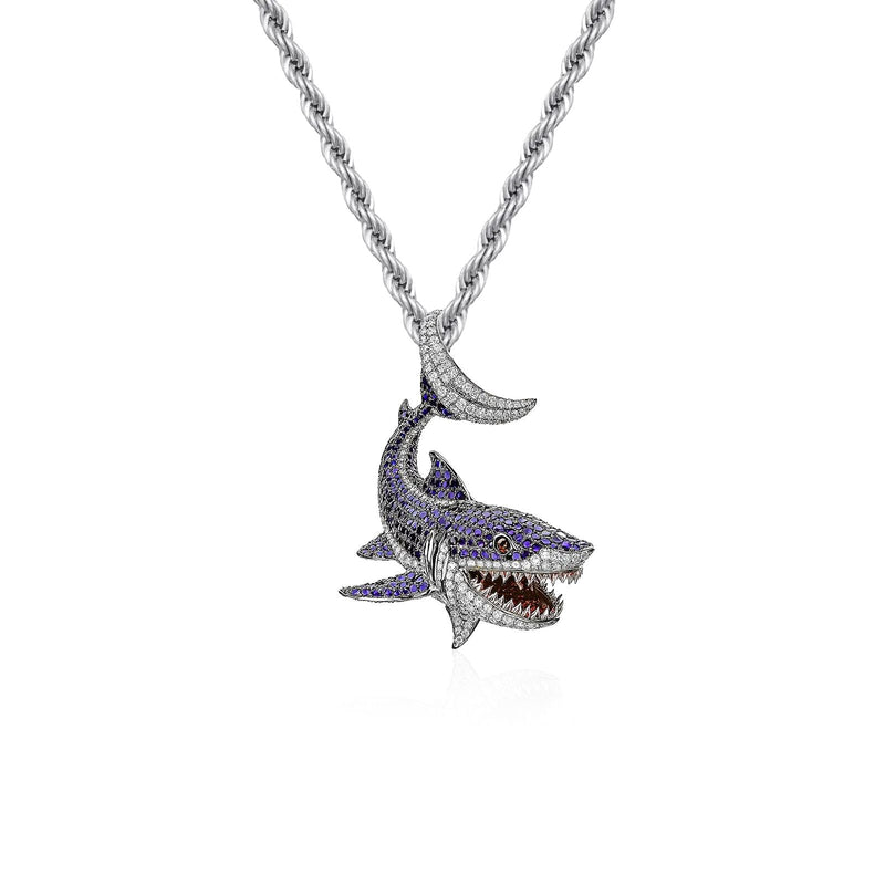 8.4ct Lab Diamond Shark Pendant | IGI Certified Multi-Color | 10K
