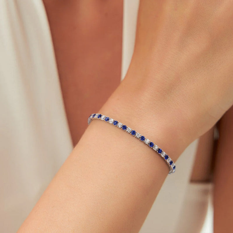 7.50 CTW AGI Certified Lab Created Blue Sapphire & Diamond Tennis