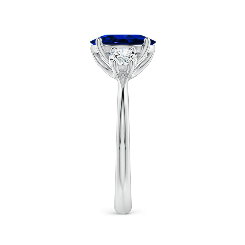2.50 CTW Oval Lab-Grown Blue Sapphire Diamond Three-Stone Engagement
