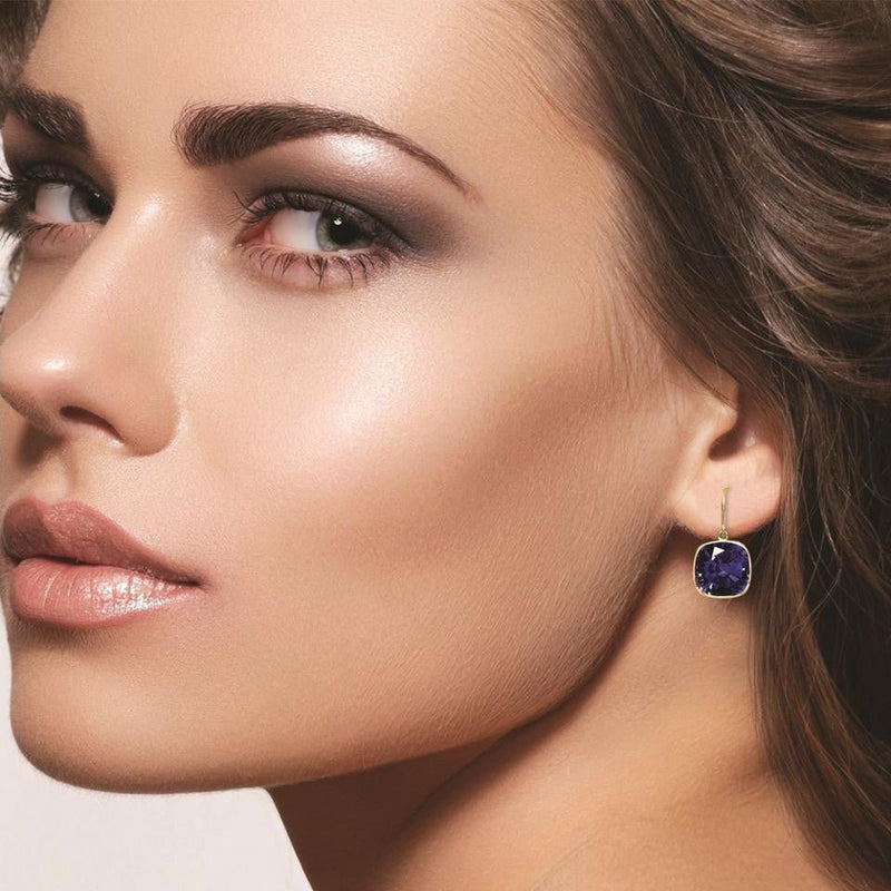 5.00 CTW Lab Grown Sapphire and Emerald Cushion Cut Drop Earrings Set