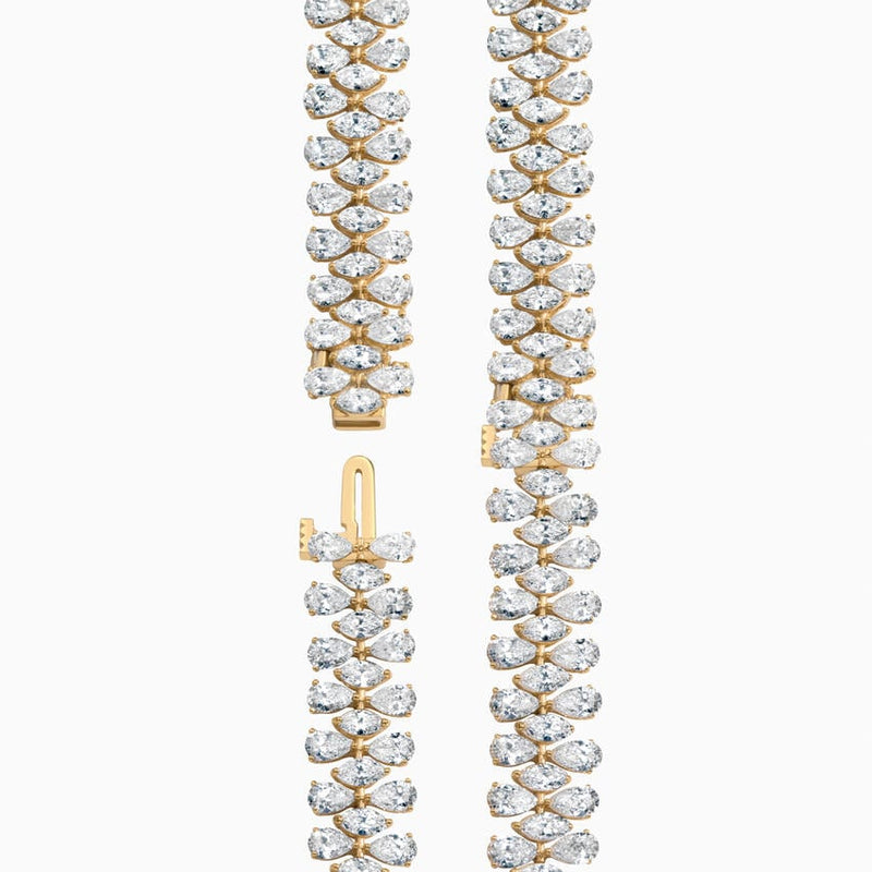 9.33ct Lab Diamond Tennis Bracelet | Three Row Pear Cut | IGI