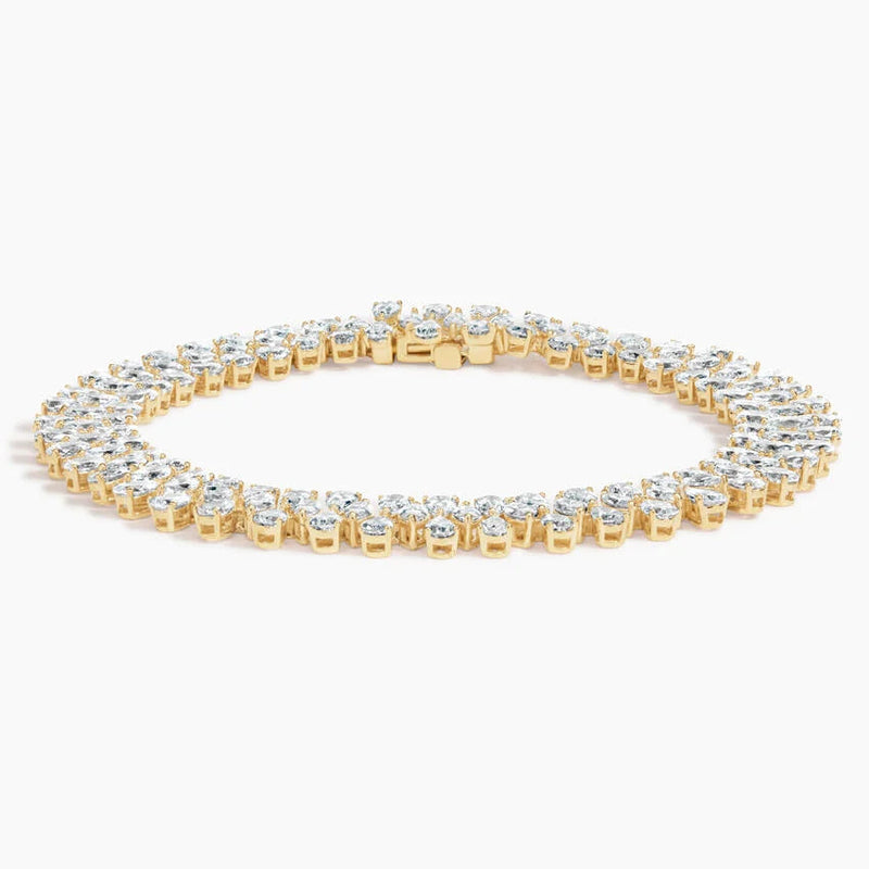 9.33ct Lab Diamond Tennis Bracelet | Three Row Pear Cut | IGI