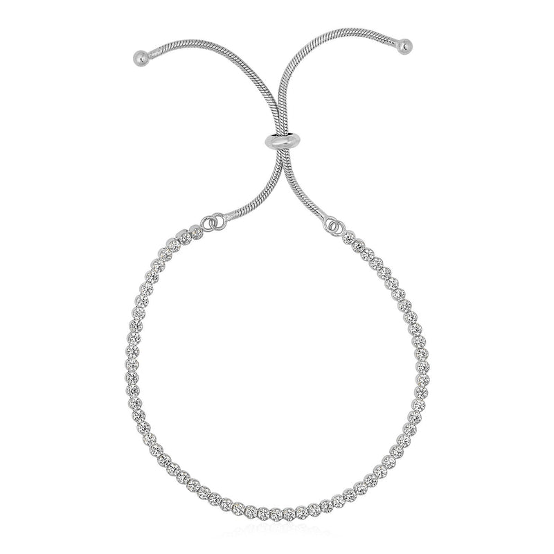 White-Tone Adjustable Cubic Zirconia Tennis Bracelet