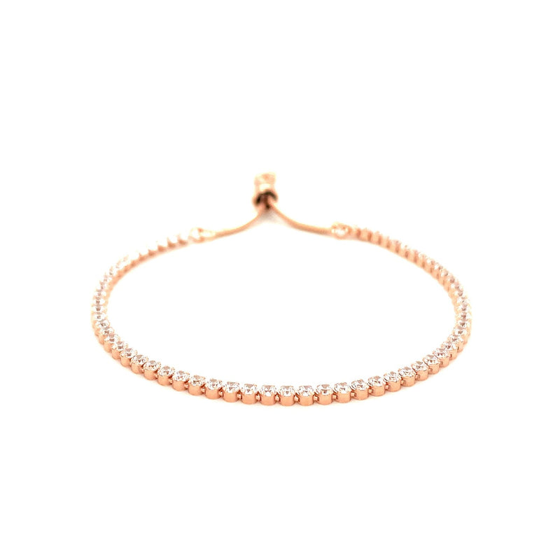 Rose-Tone Adjustable Cubic Zirconia Tennis Bracelet