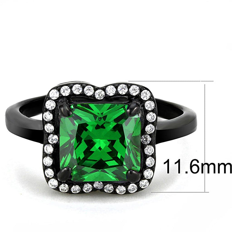 DA029 - IP Black(Ion Plating) Stainless Steel Ring with AAA Grade CZ