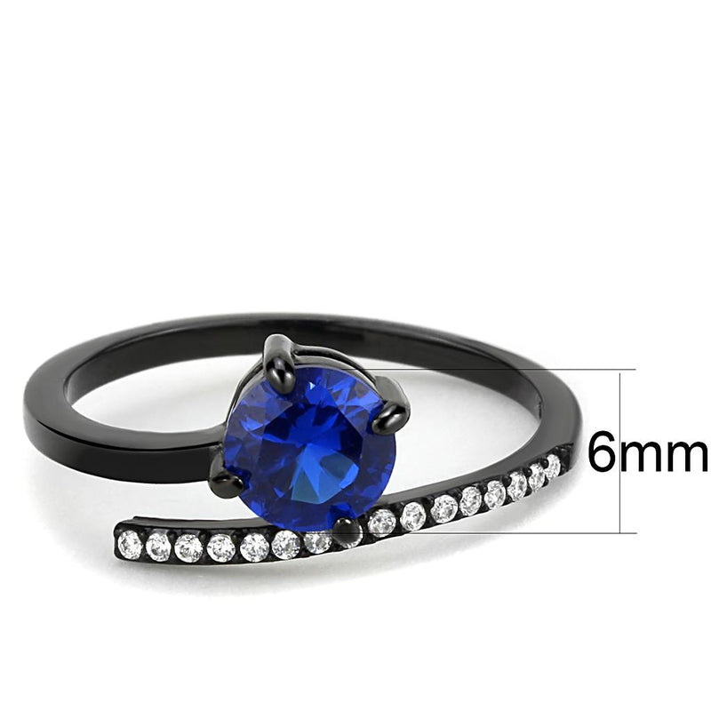 DA038 - IP Black(Ion Plating) Stainless Steel Ring with Synthetic