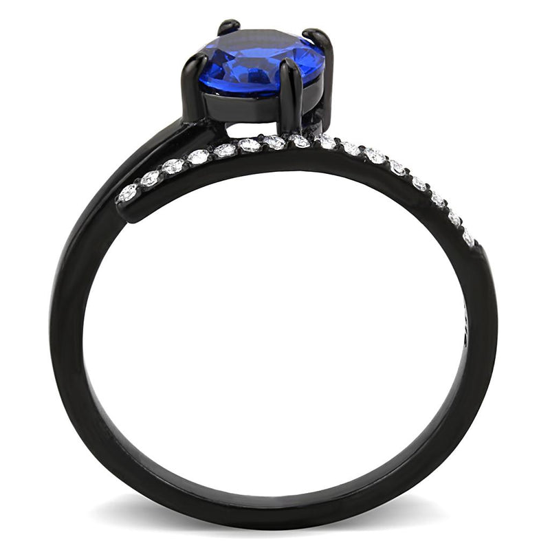 DA038 - IP Black(Ion Plating) Stainless Steel Ring with Synthetic