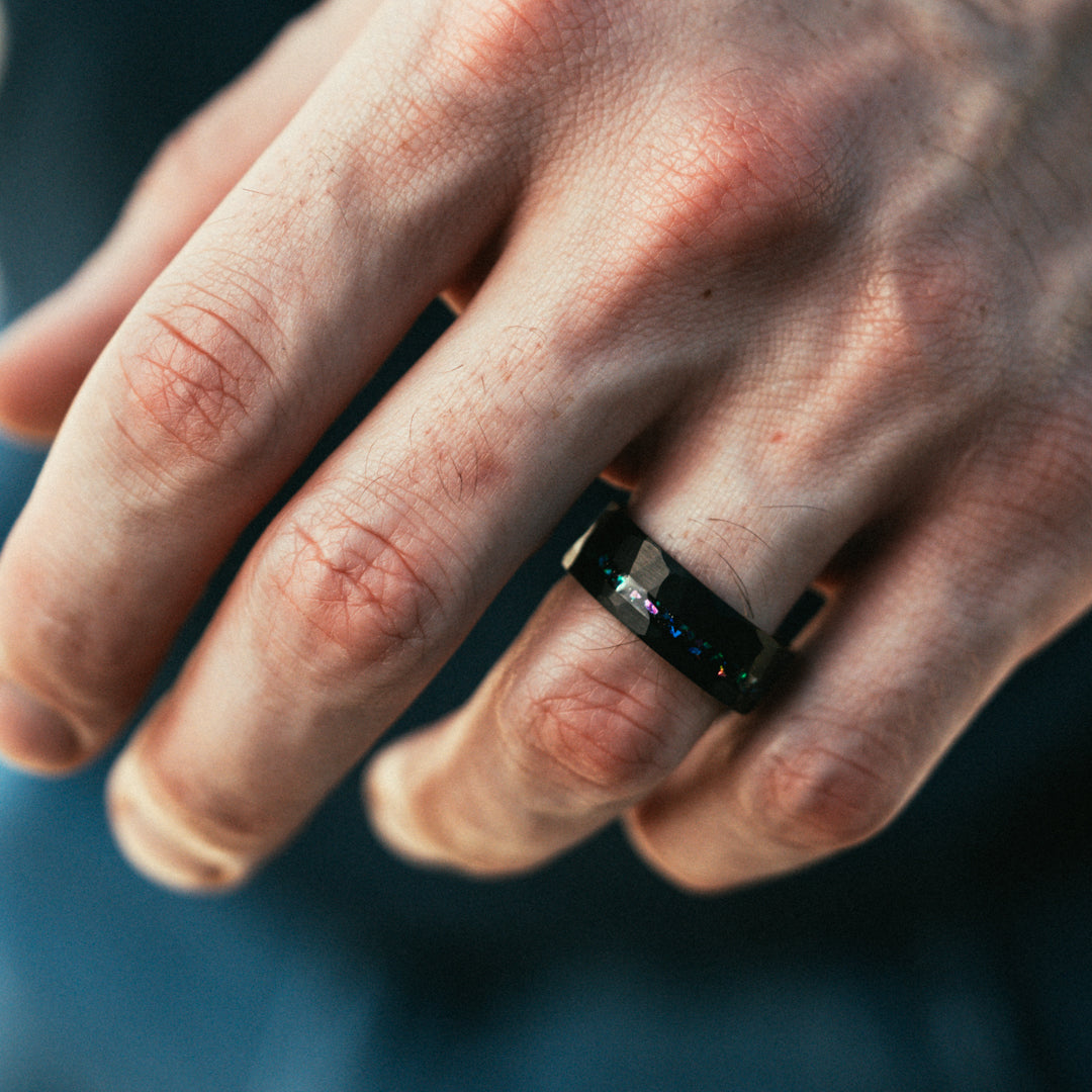 The Seven Seas Black Tungsten Turquoise Opal Ring