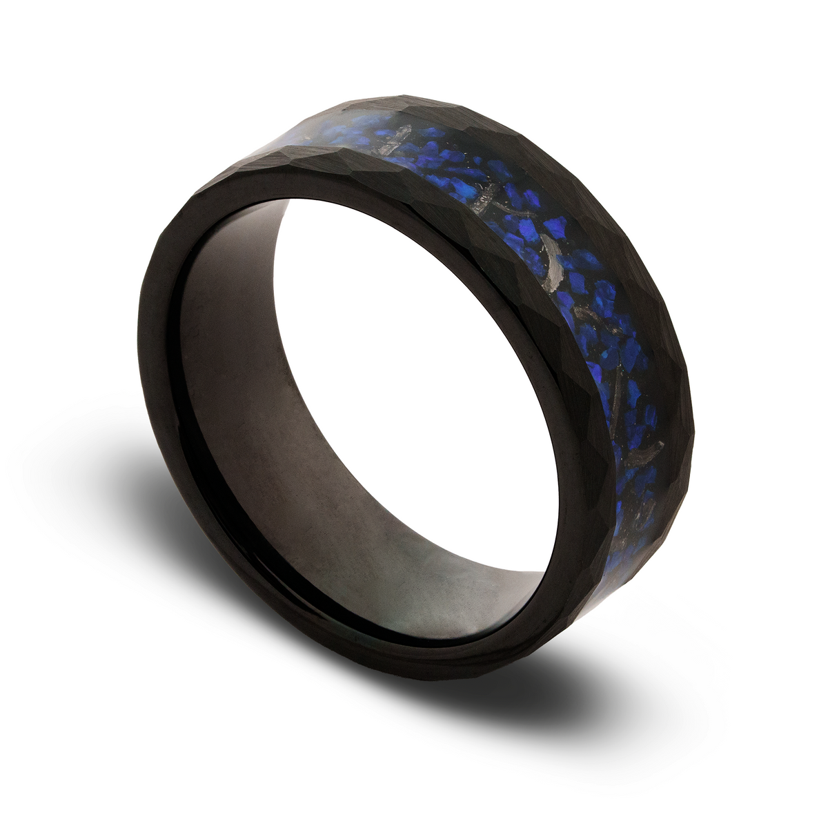 Galaxy Black Tungsten Opal Inlay Ring