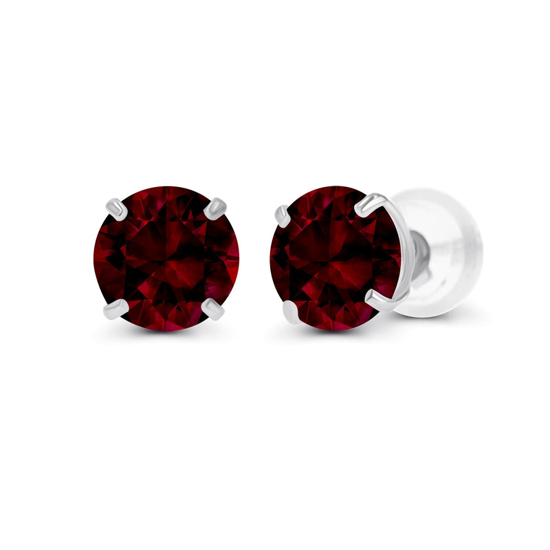 2.00 CTW Natural Red Garnet Stud Earrings in 14K Yellow Gold -