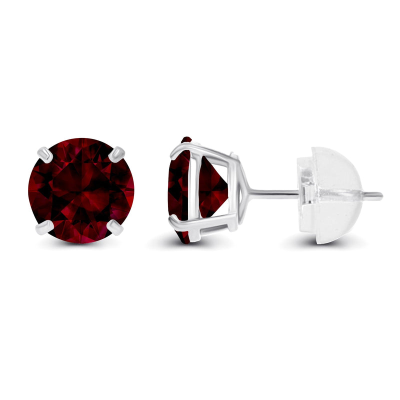 2.00 CTW Natural Red Garnet Stud Earrings in 14K Yellow Gold -