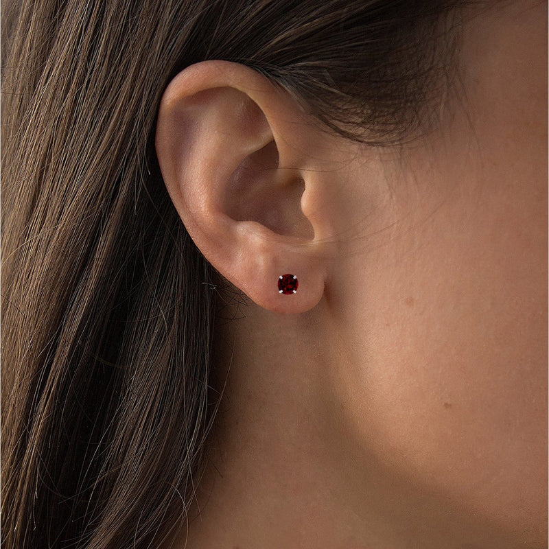 2.00 CTW Natural Red Garnet Stud Earrings in 14K Yellow Gold -