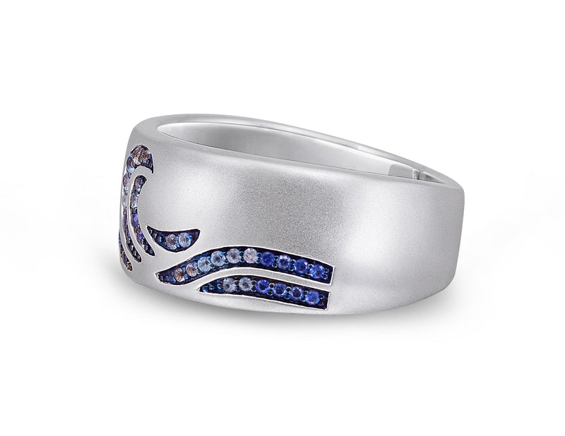 Surf's Up Sterling Silver Blue Sapphire & Topaz Band Ring
