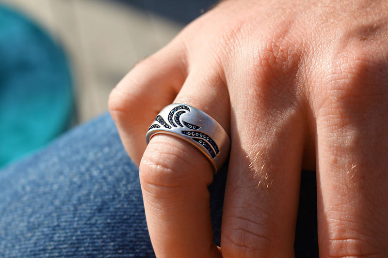 Surf's Up Sterling Silver Blue Sapphire & Topaz Band Ring
