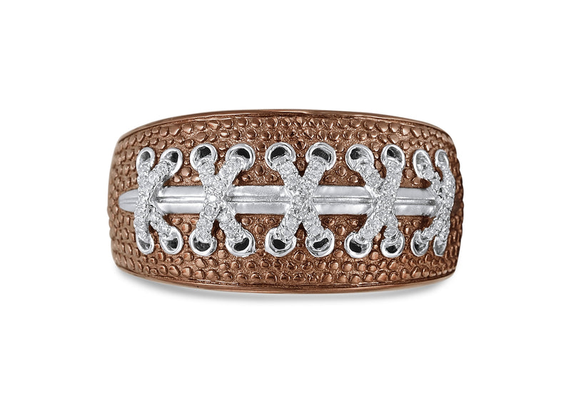 Touchdown American Football Brown Rhodium Plated Sterling Silver