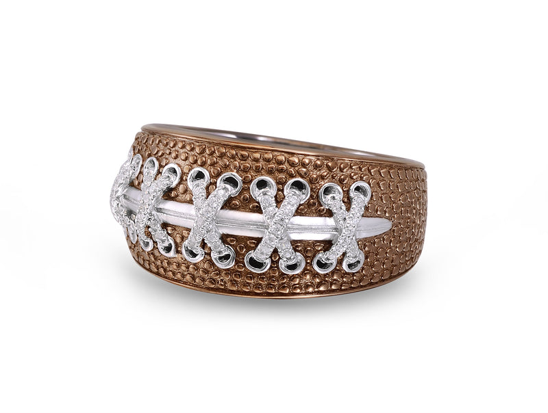 Touchdown American Football Brown Rhodium Plated Sterling Silver