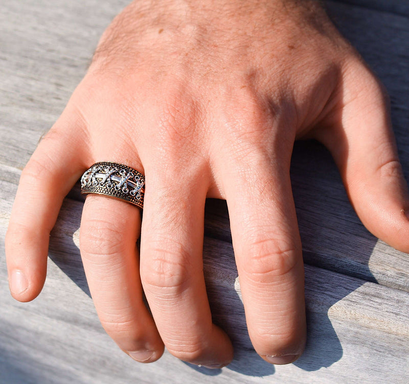 Touchdown American Football Brown Rhodium Plated Sterling Silver