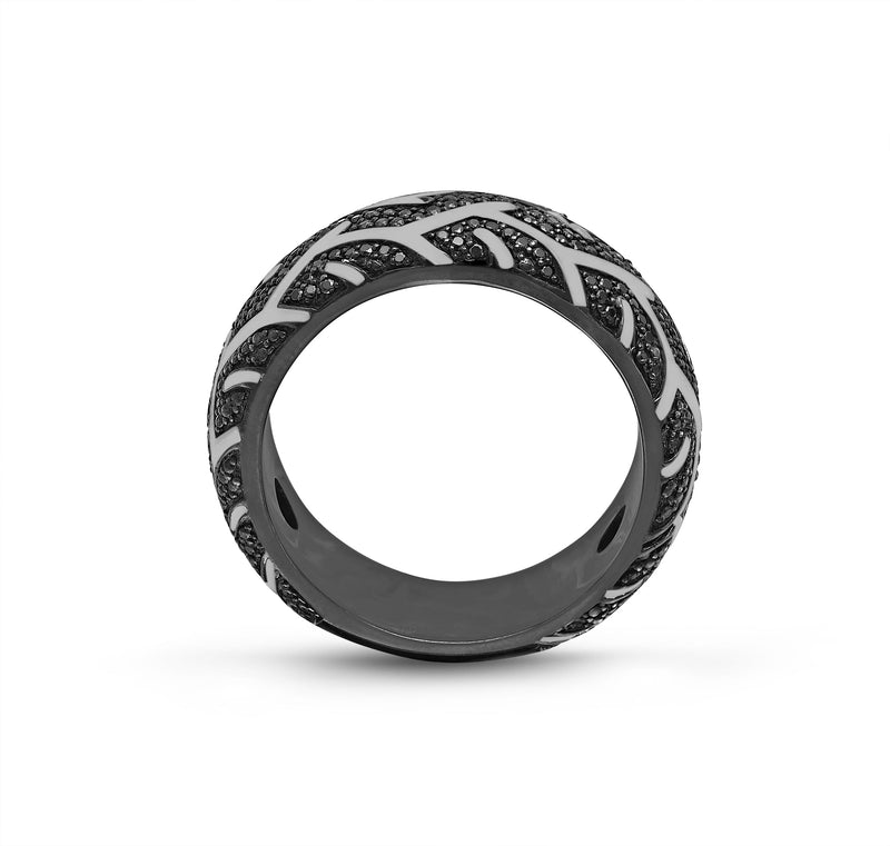 American Muscle Black Rhodium Plated Sterling Silver Tire Tread Black