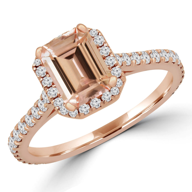 Majesty Diamonds 1.25 CTW Emerald Pink Morganite Halo Engagement ring