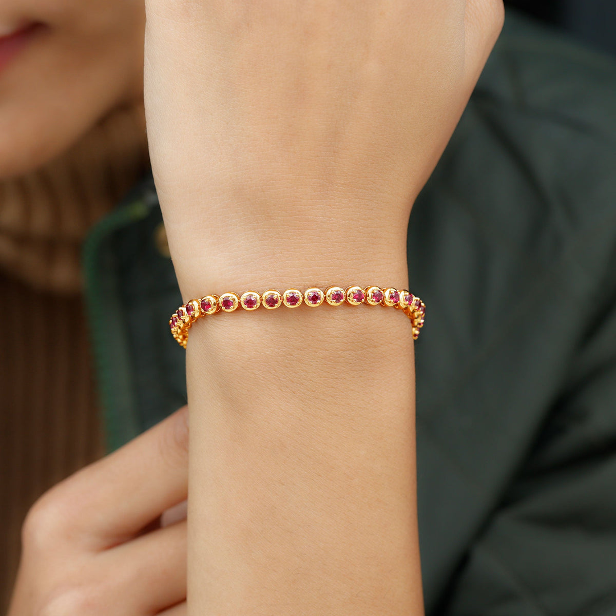 Lab-Created Ruby Tennis Bracelet