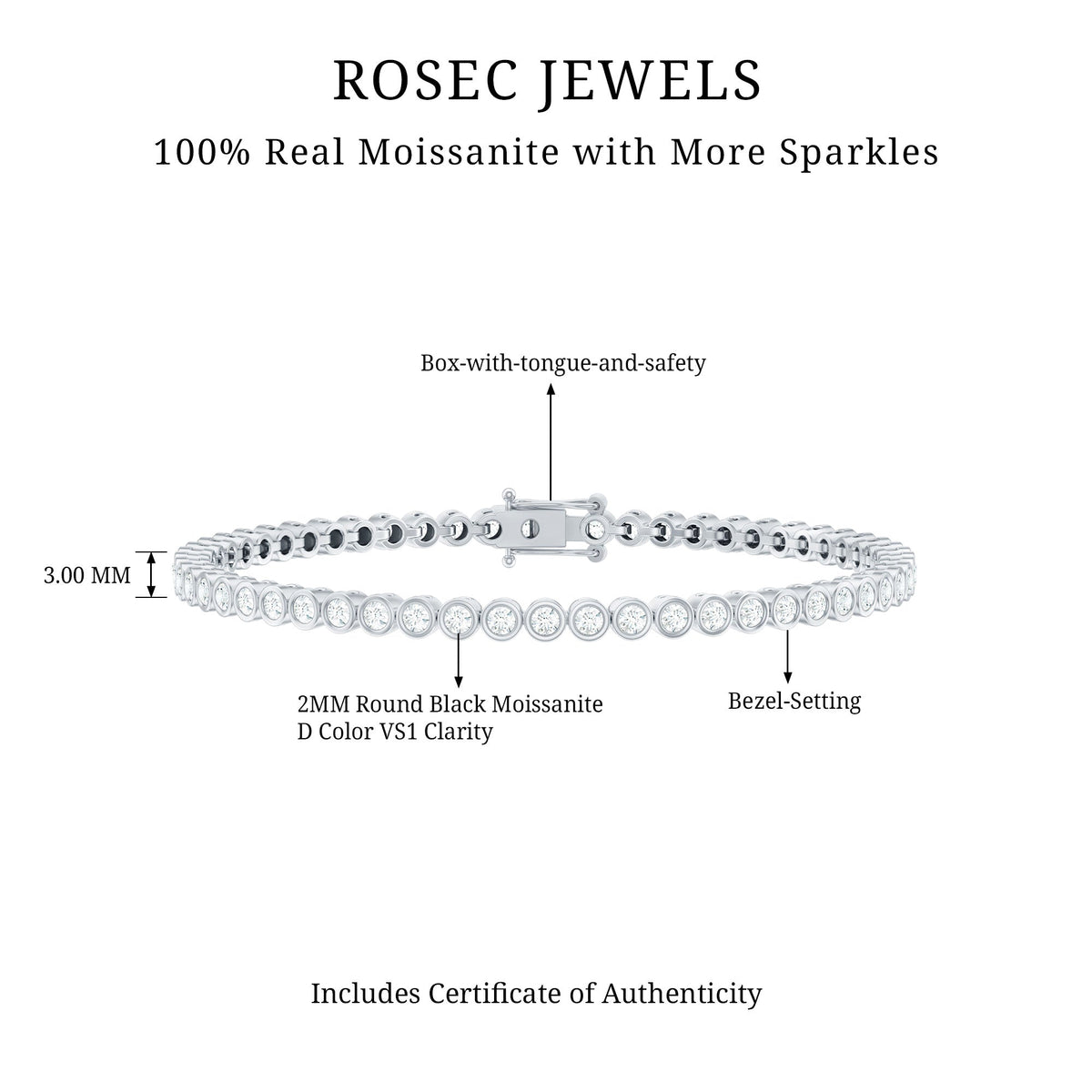 Bezel-Set Moissanite Tennis Bracelet