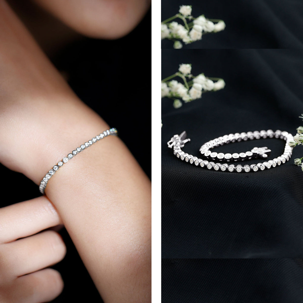Bezel-Set Moissanite Tennis Bracelet