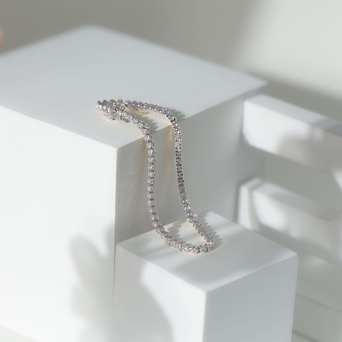 Bezel-Set Moissanite Tennis Bracelet