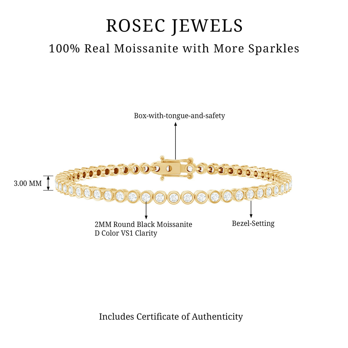 Bezel-Set Moissanite Tennis Bracelet