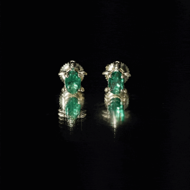 Lab-Created Emerald Turtle Stud Earrings