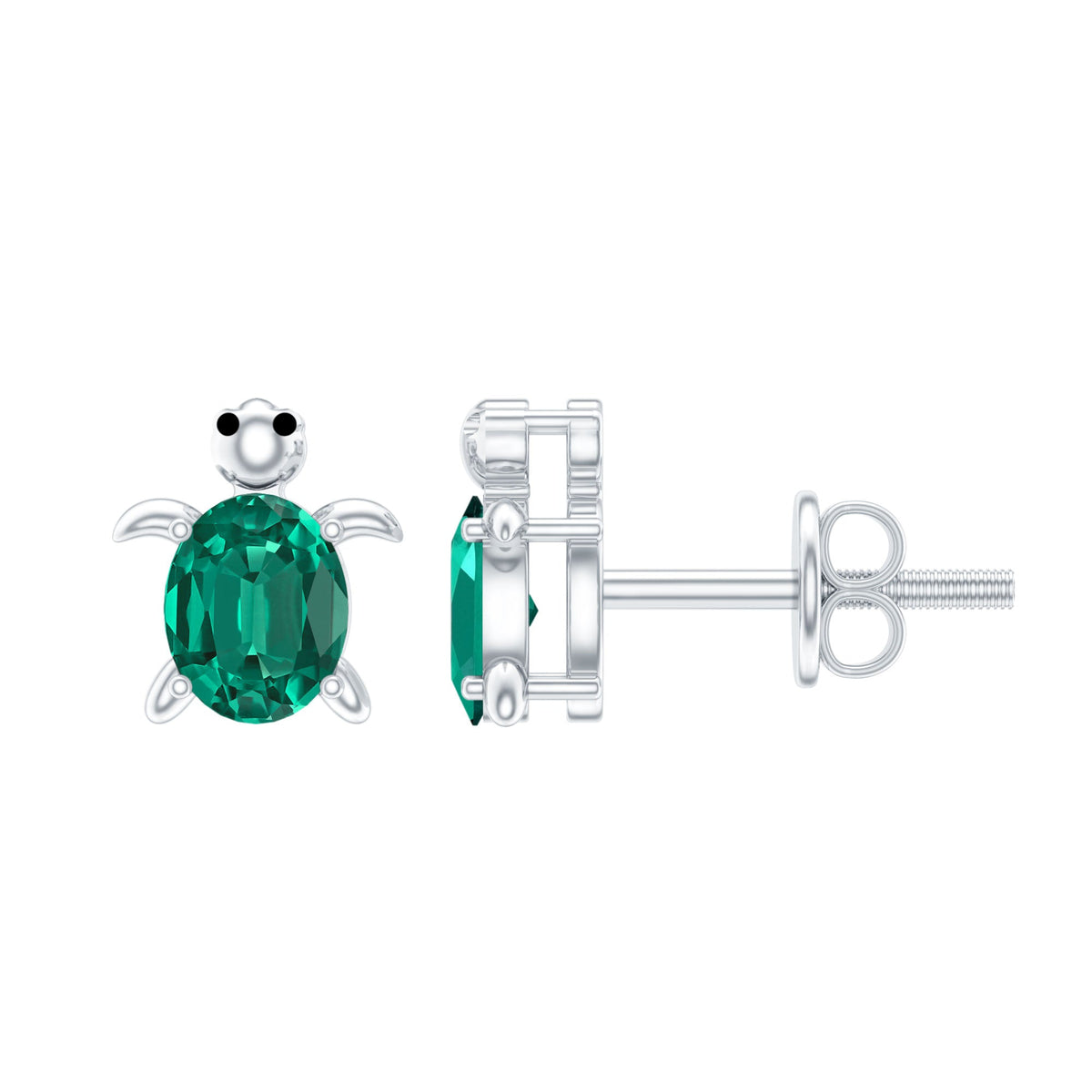 Lab-Created Emerald Turtle Stud Earrings