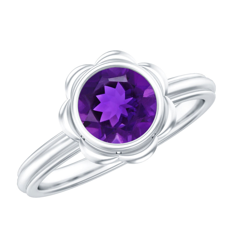 1.20 Carat Round Amethyst Bezel Ring