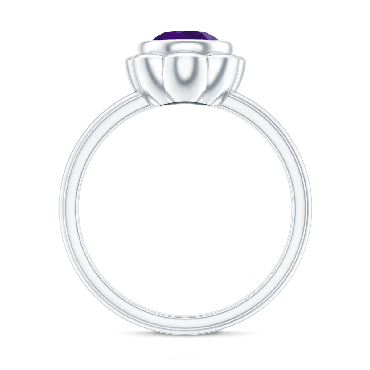 1 Carat Amethyst Engagement Ring in Bezel Setting
