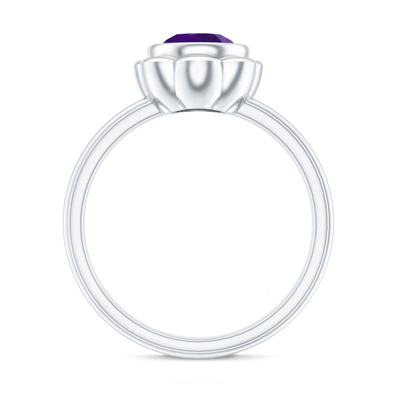 1.20 Carat Round Amethyst Bezel Ring