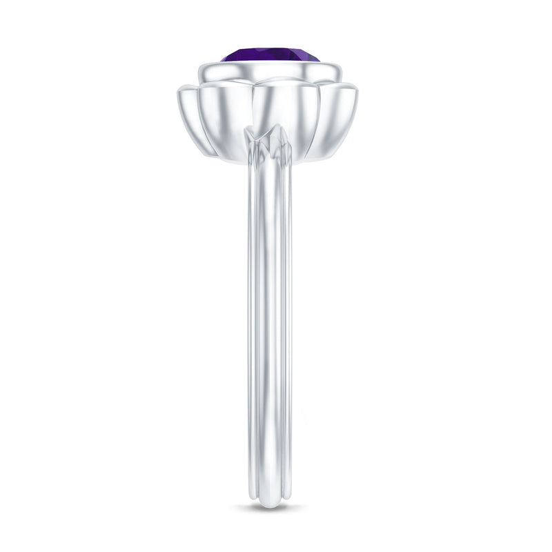 1.20 Carat Round Amethyst Bezel Ring
